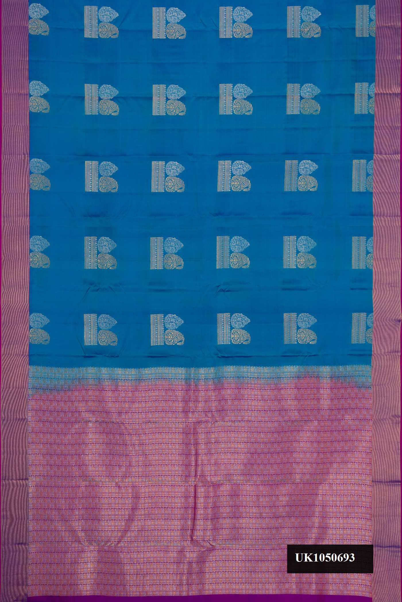 Peacock Blue Dual Tone Kanchipuram Silk Saree