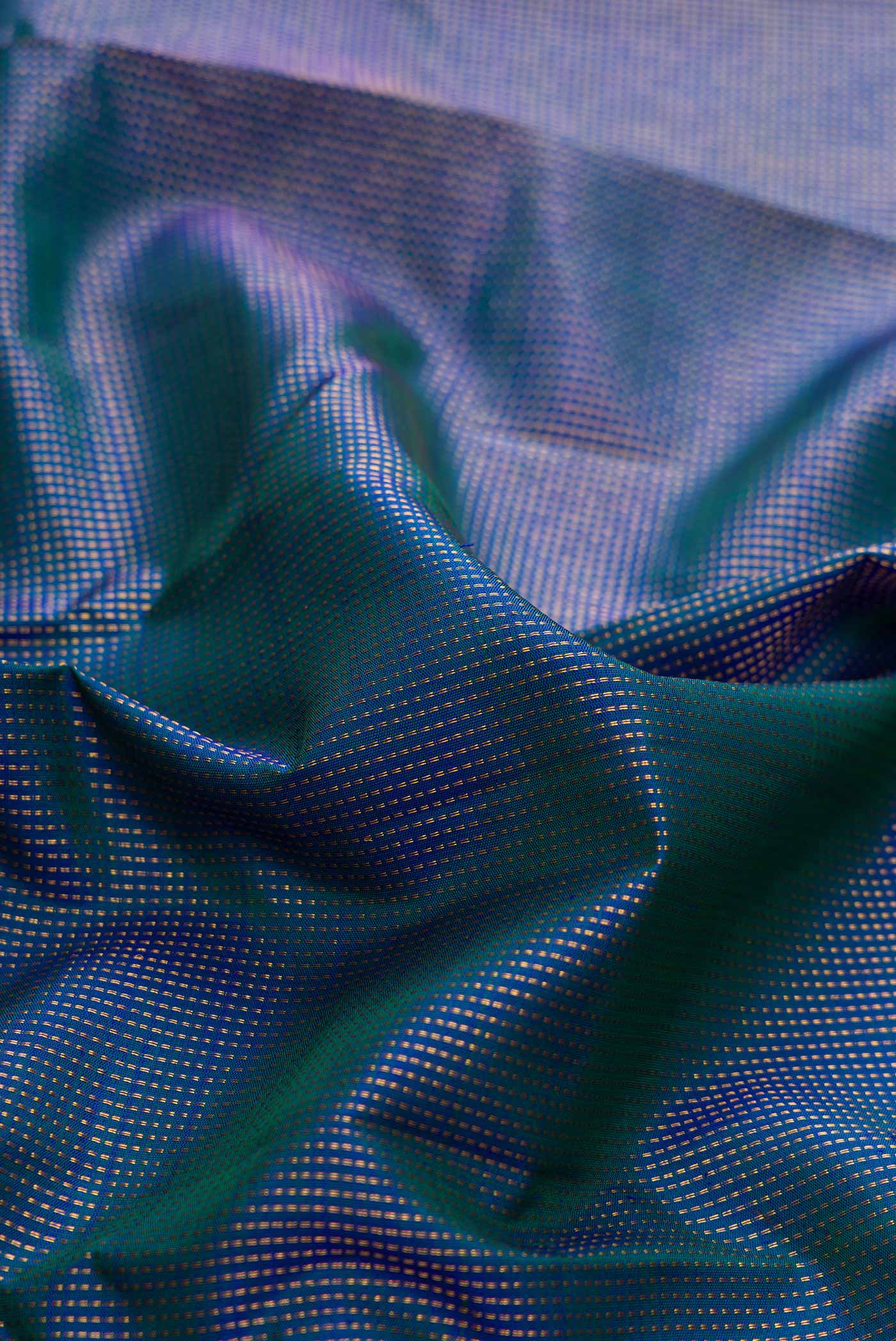 Peacock Blue Dual Tone Kanjivaram Silk Saree - Image 2