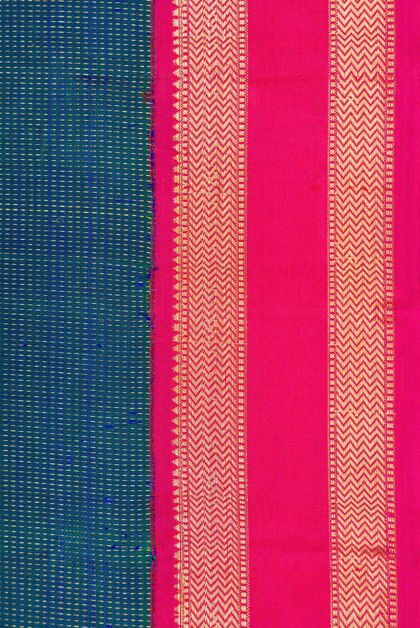 Peacock Blue Dual Tone Kanjivaram Silk Saree - Image 3