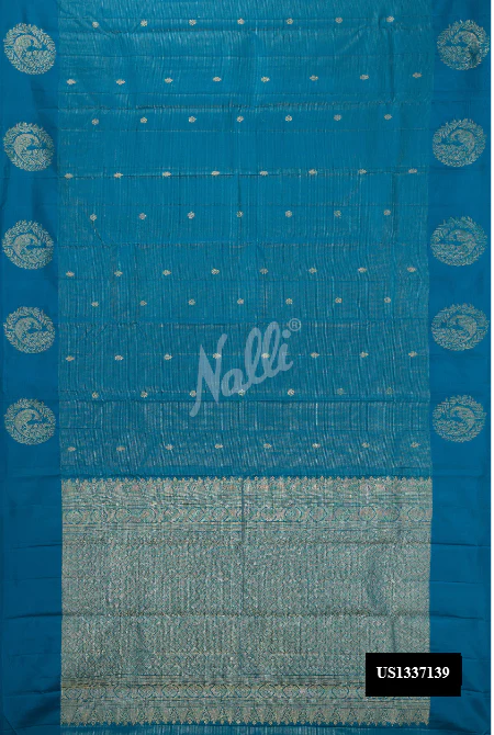 Peacock Blue Dual Tone Kanchipuram Silk Saree