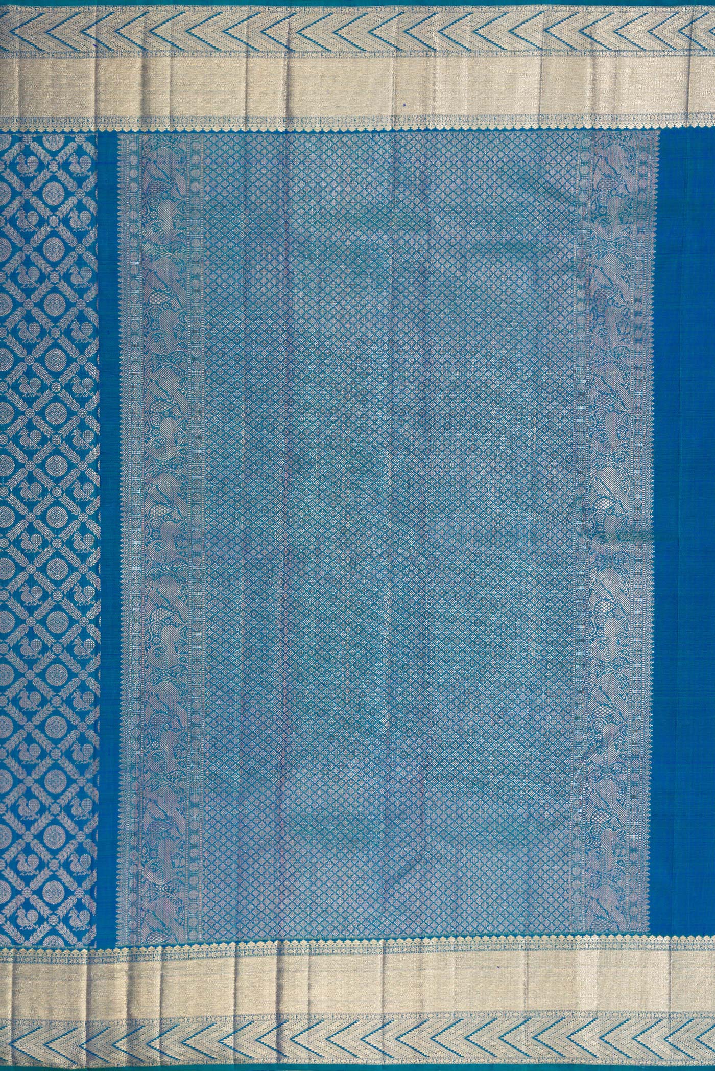 Peacock Blue Dual Tone Kanchipuram Silk Saree - Image 7