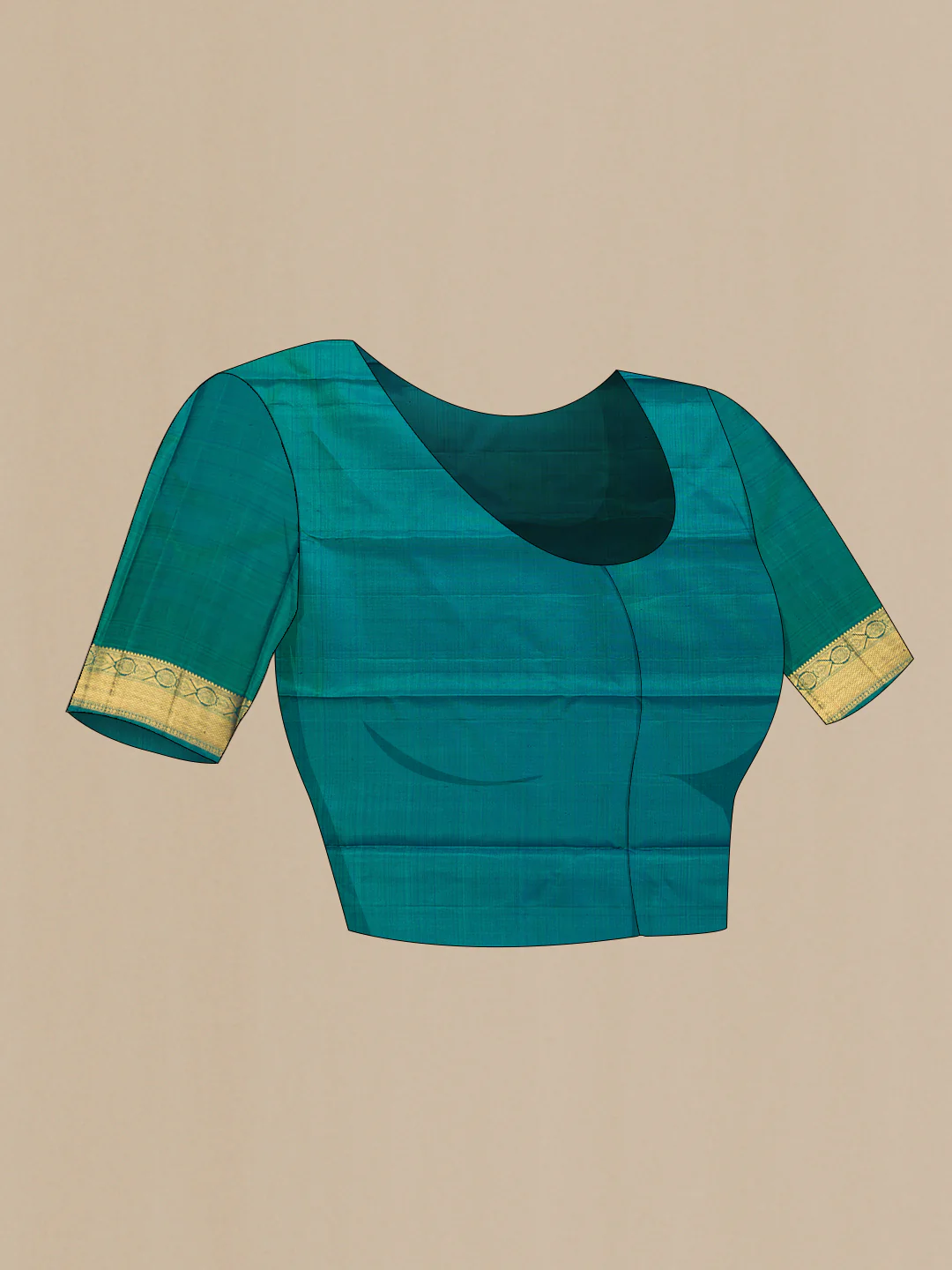 Pure Silk Pure Zari Peacock Blue Kanjivaram Saree - Image 5