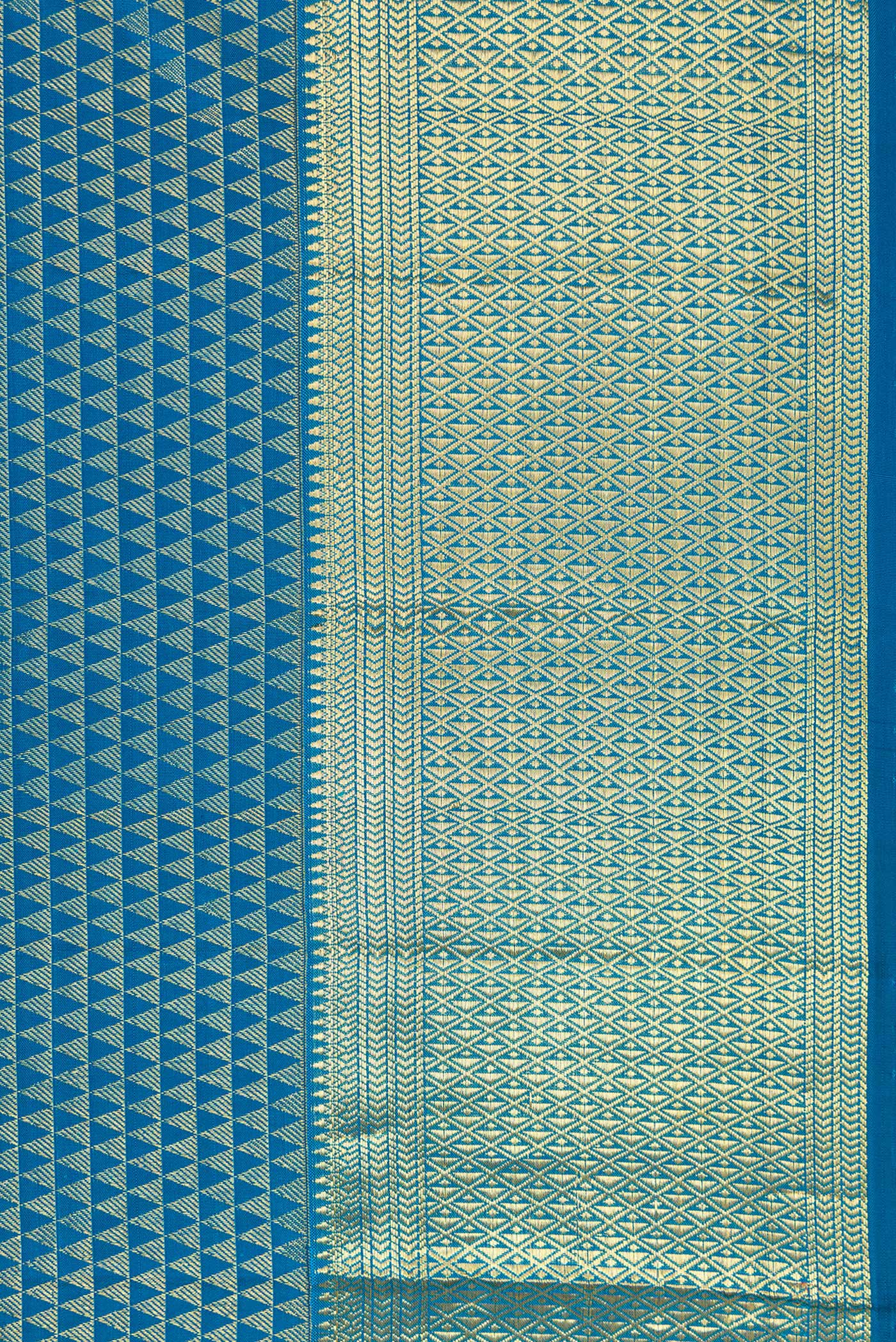 Peacock Blue Kanjivaram Silk Saree - Image 3