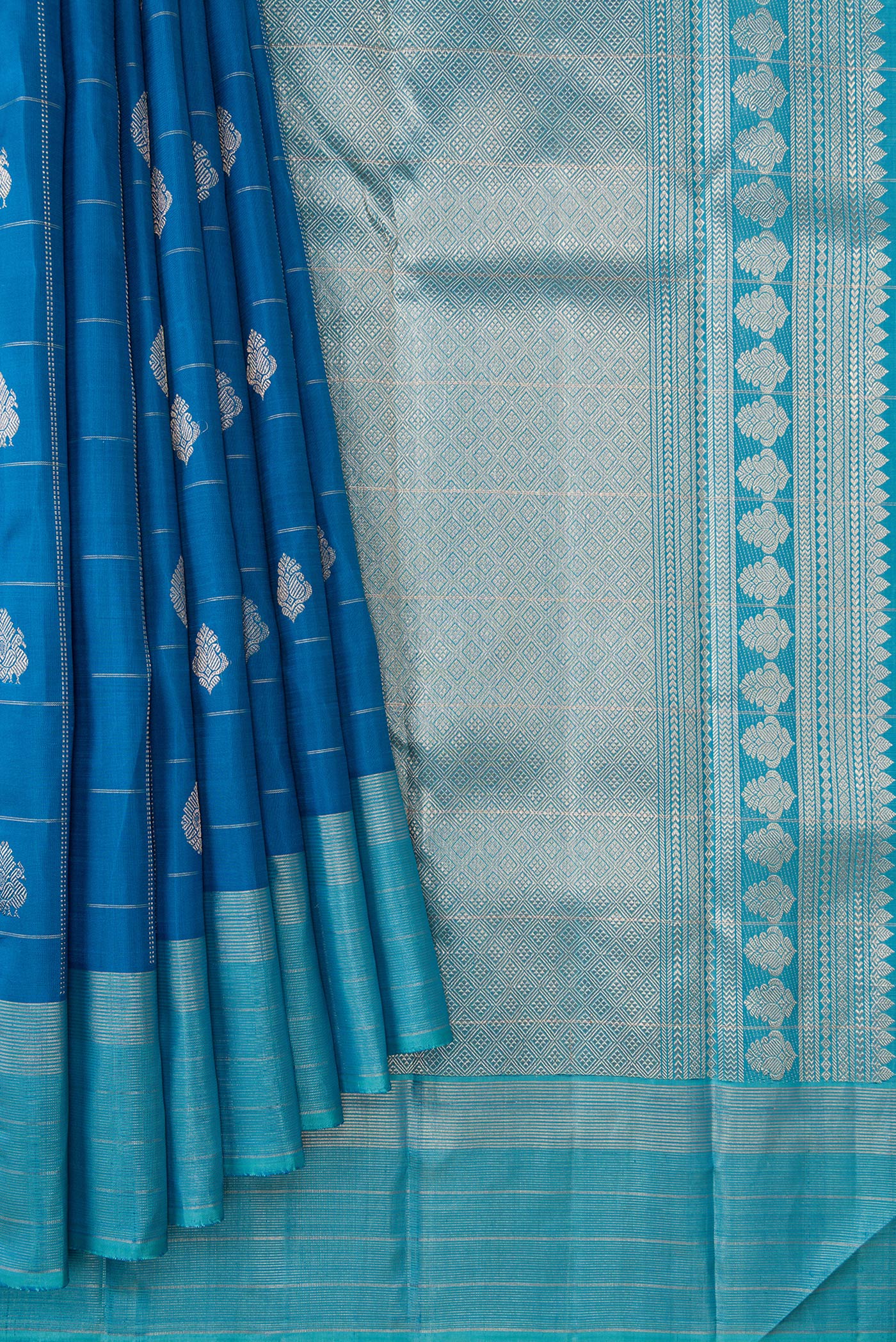 Blue Kanjivaram Silk Saree - Image 4