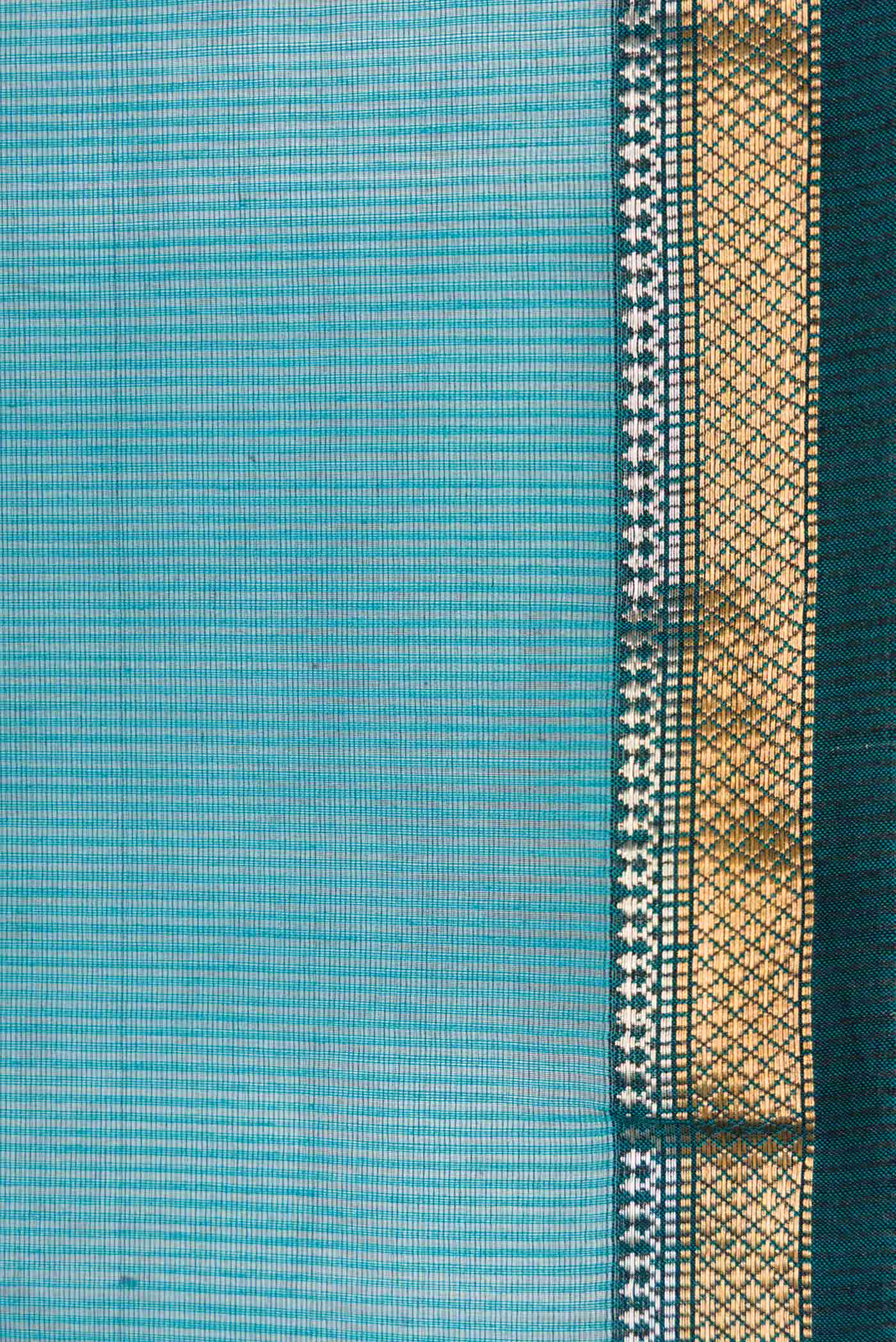 Peacock Blue Dual Tone Maheshwari Silk Saree - Image 3