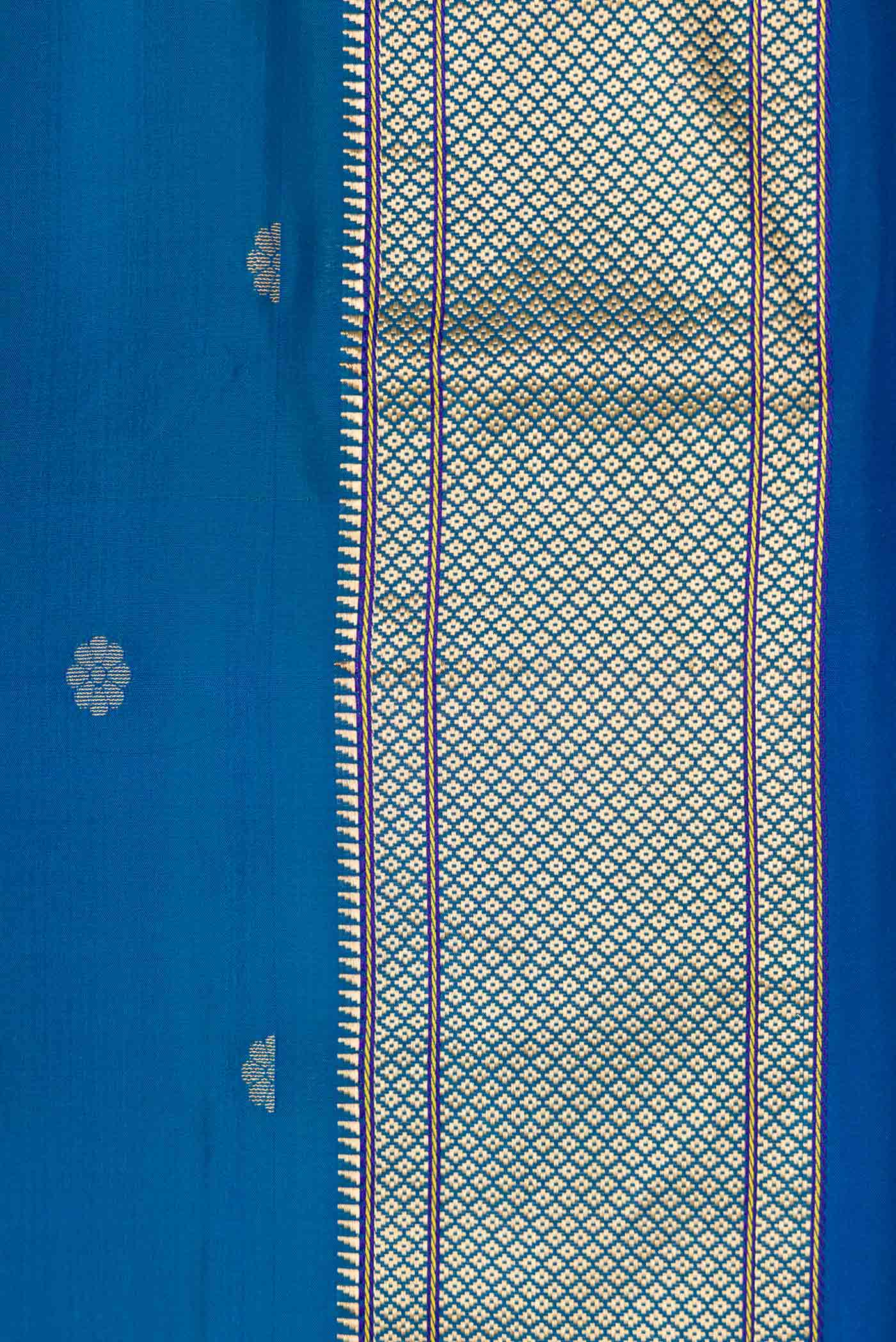 Peacock Blue Dual Tone Paithani Silk Saree - Image 3