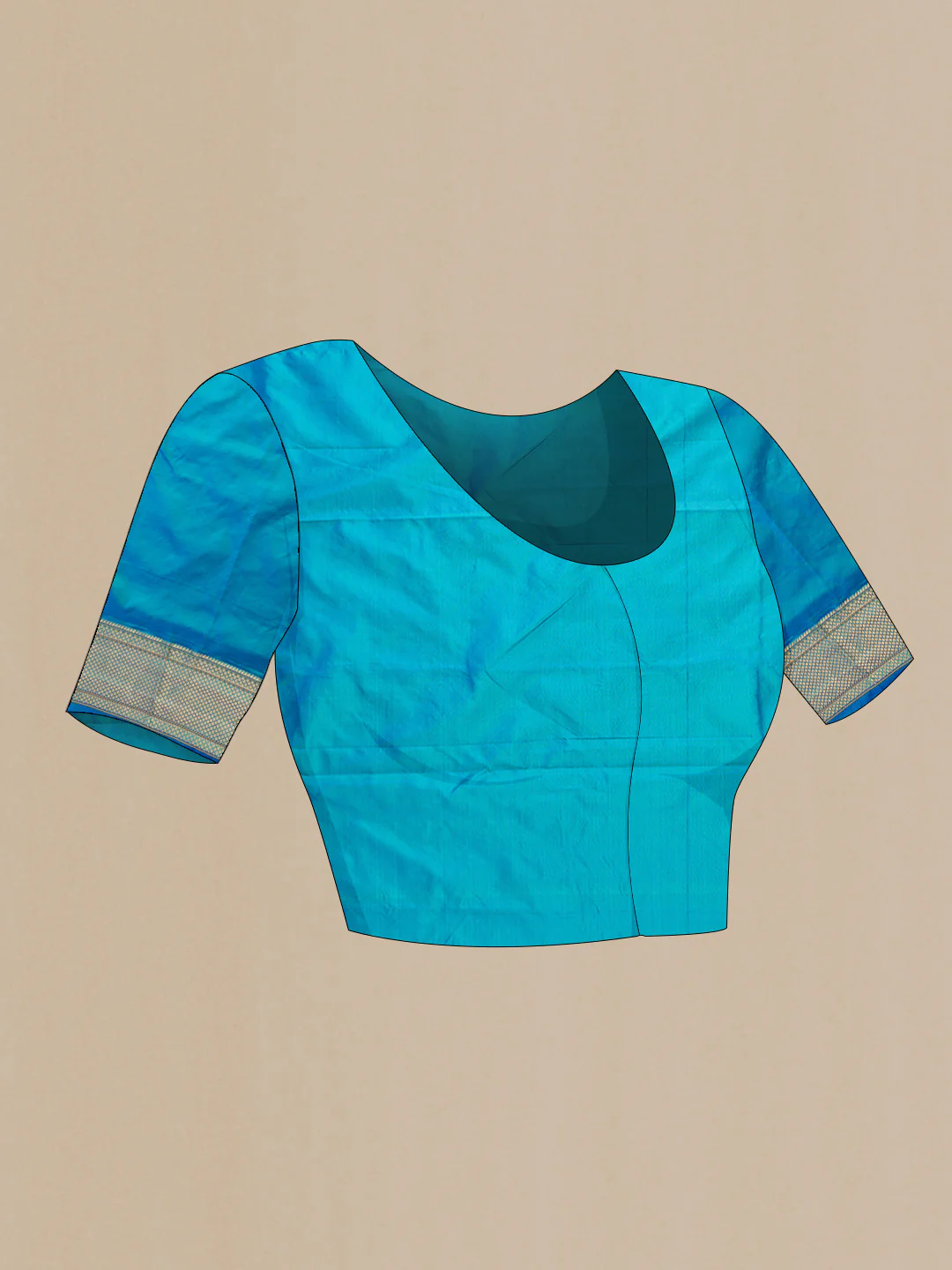 Peacock Blue Dual Tone Paithani Silk Saree - Image 4