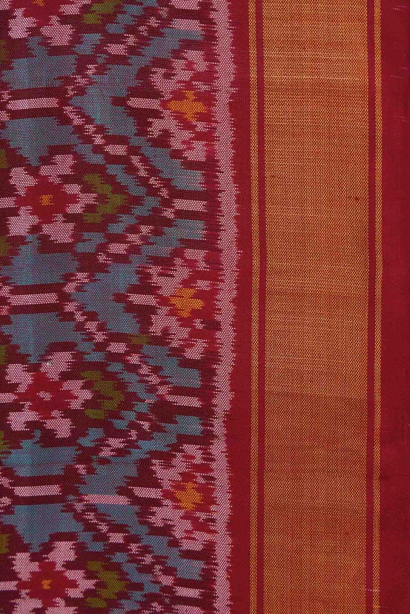Peacock Blue Dual Tone Rajkot Patola Silk Saree - Image 6