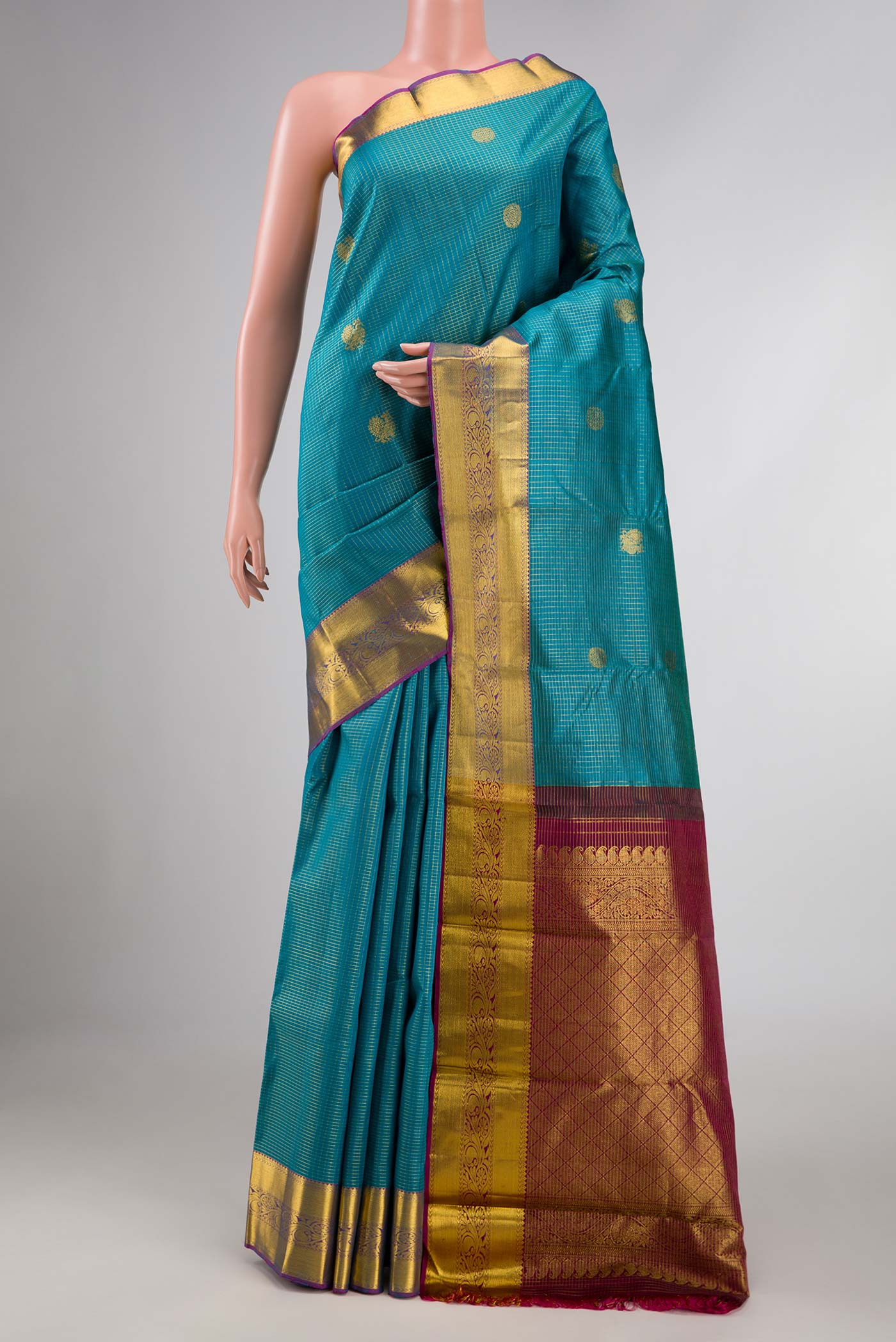 Peacock Blue Dual Tone Soft Silk Saree