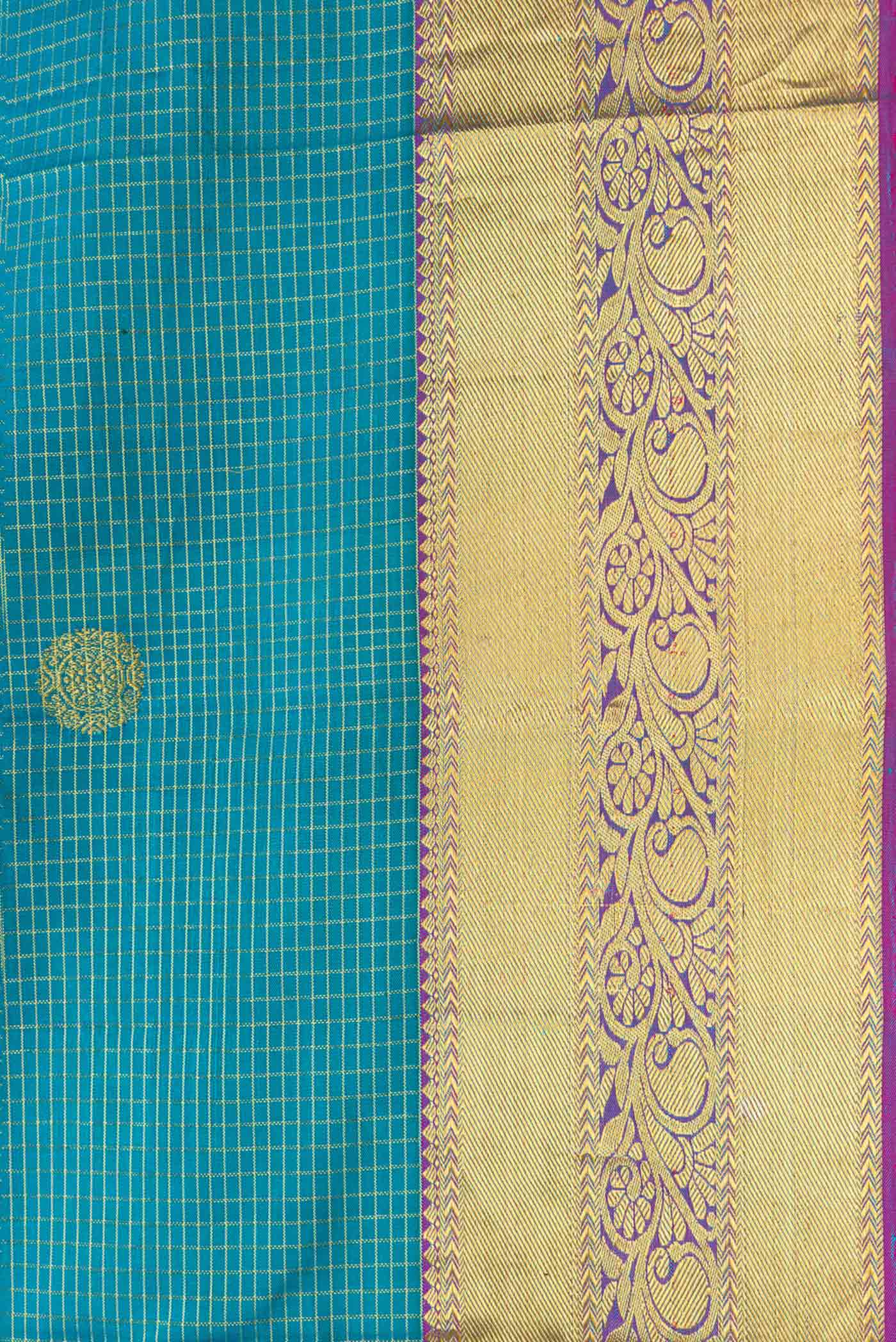 Peacock Blue Dual Tone Soft Silk Saree - Image 3