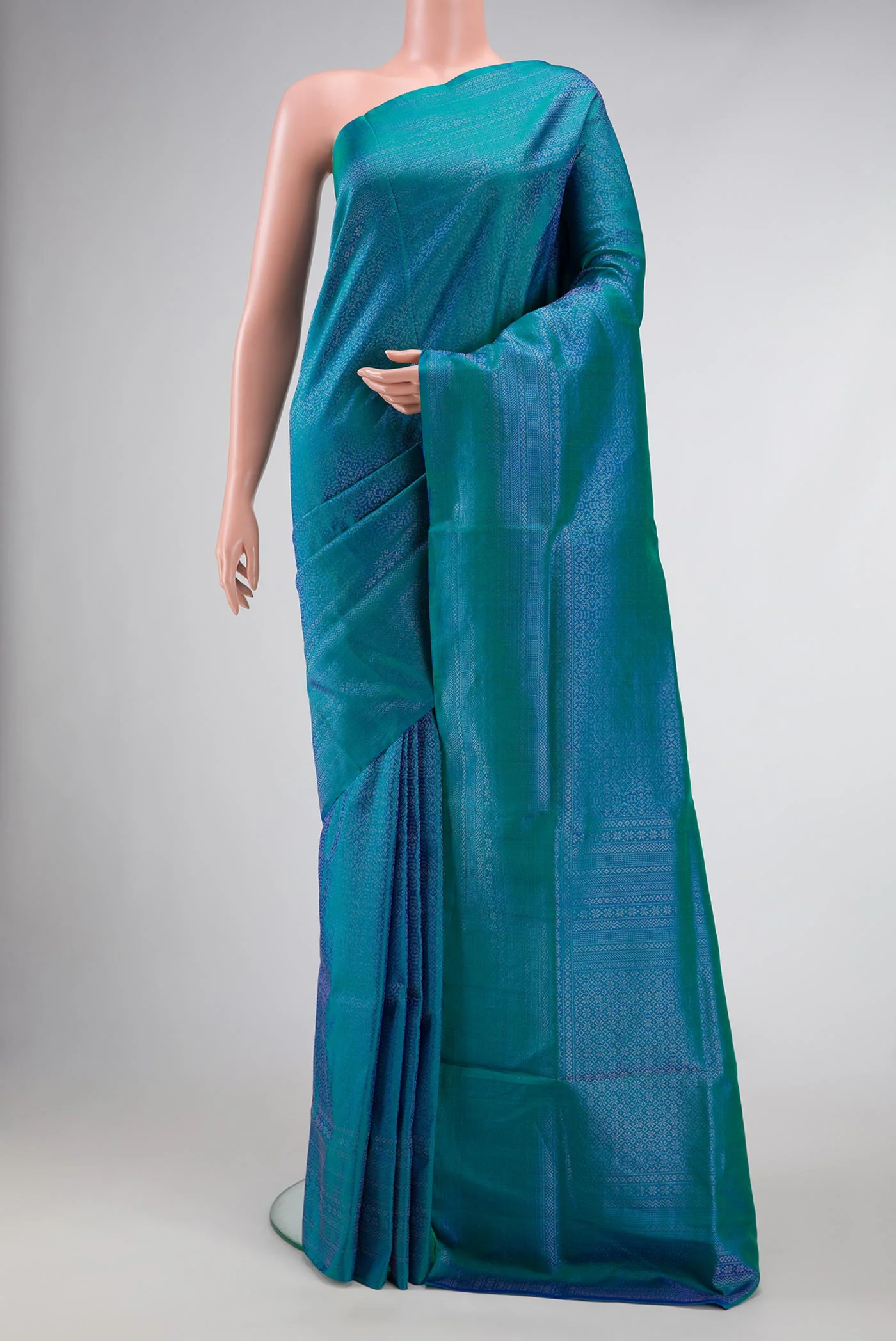 Peacock Blue Soft Silk Saree