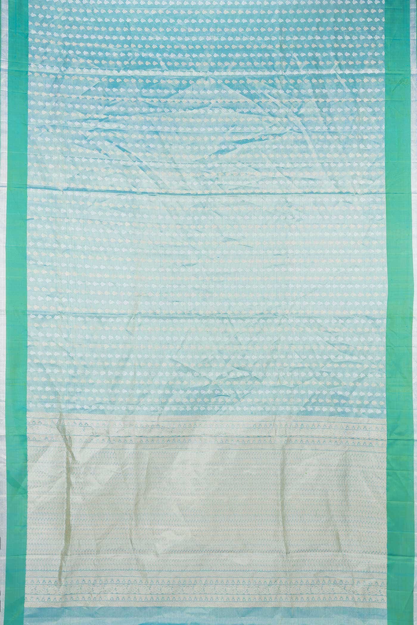 Peacock Blue Dual Tone Soft Silk Saree - Image 4