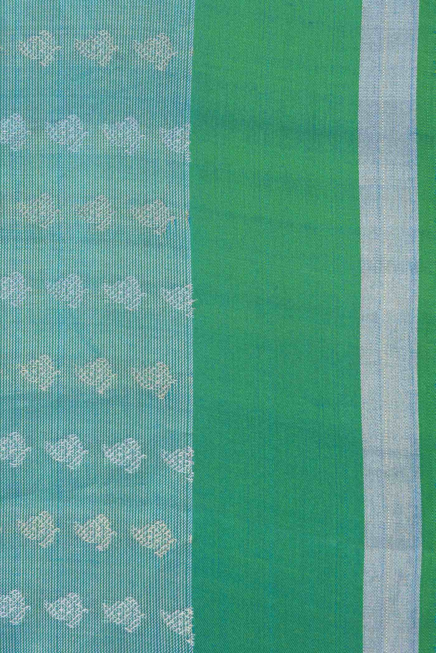Peacock Blue Dual Tone Soft Silk Saree - Image 5