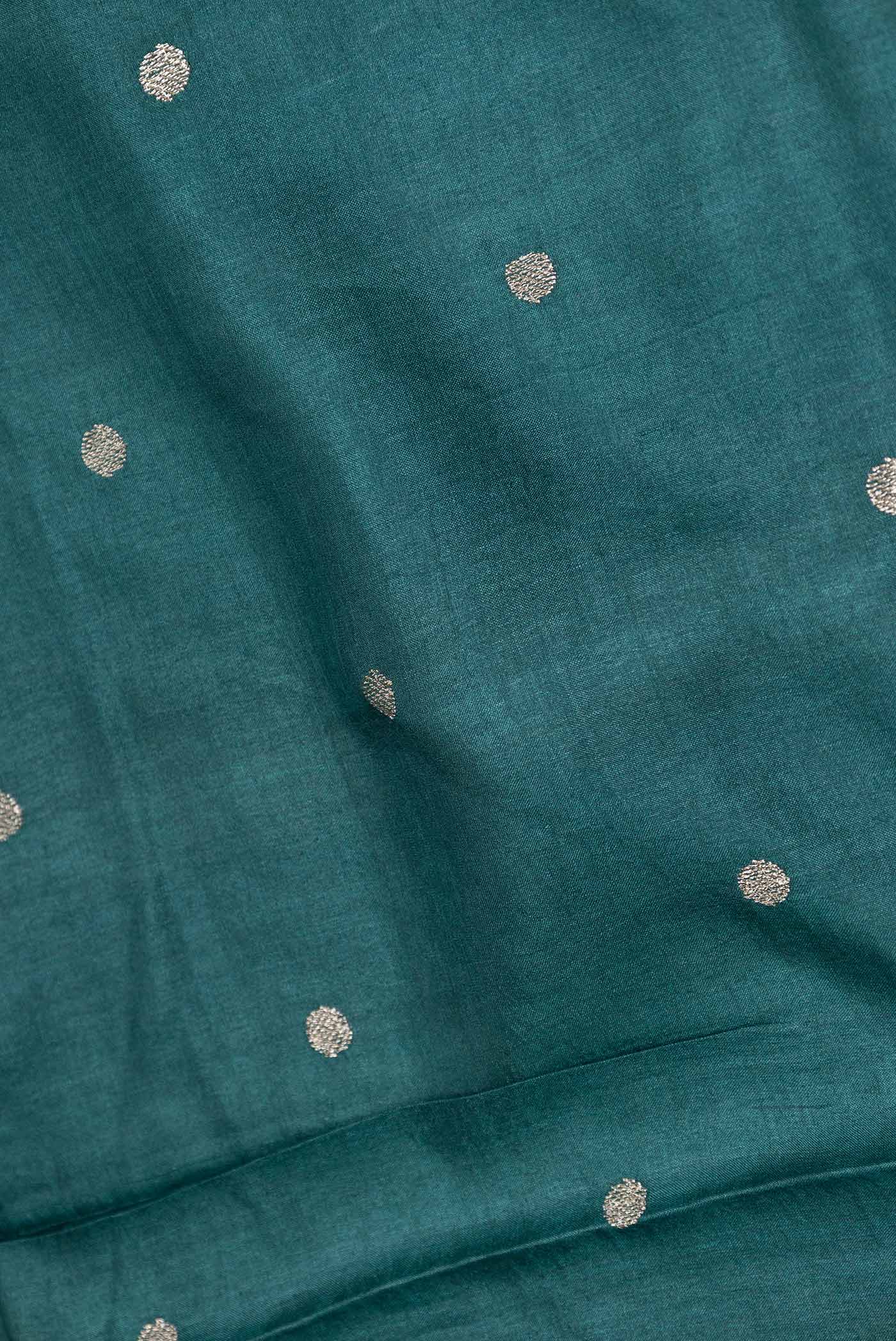 Peacock Blue Dual Tone Tussar Saree - Image 2