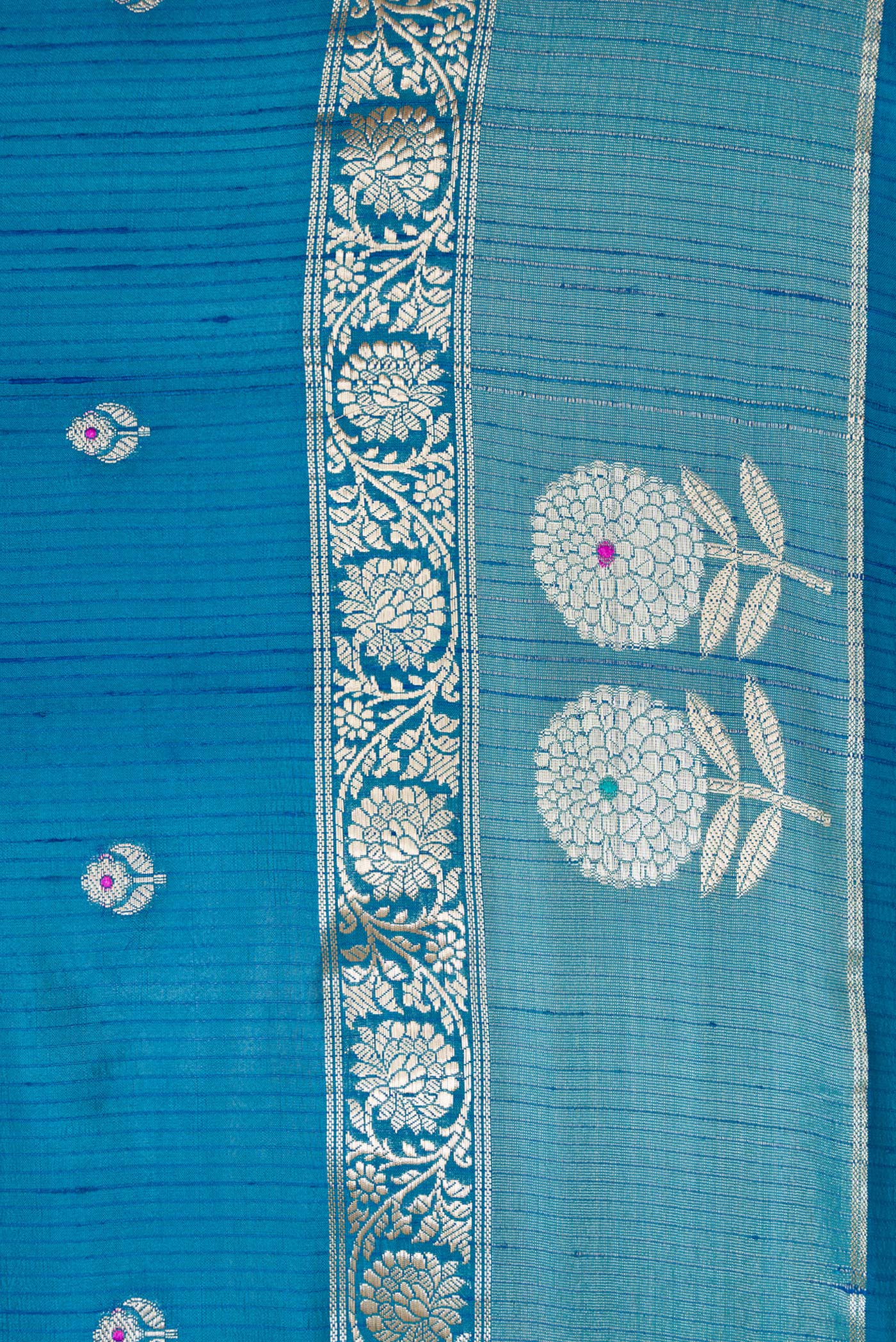 Sky Blue Banarasi Raw Silk Saree - Image 3