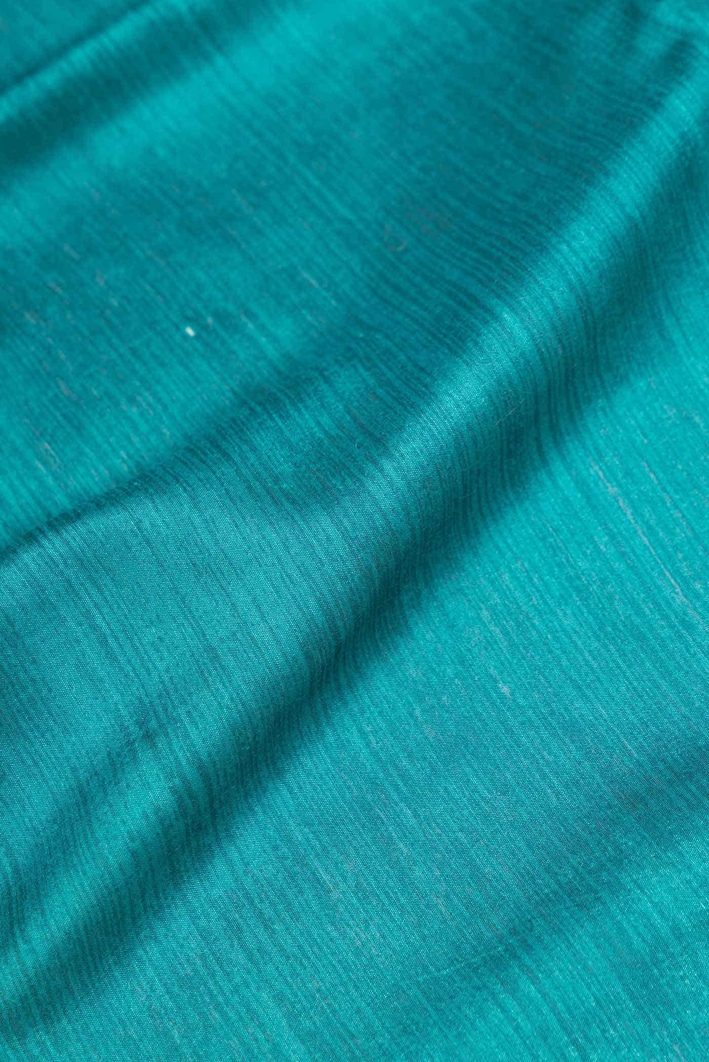 Peacock Blue Dual Tone Tussar Silk Saree - Image 2