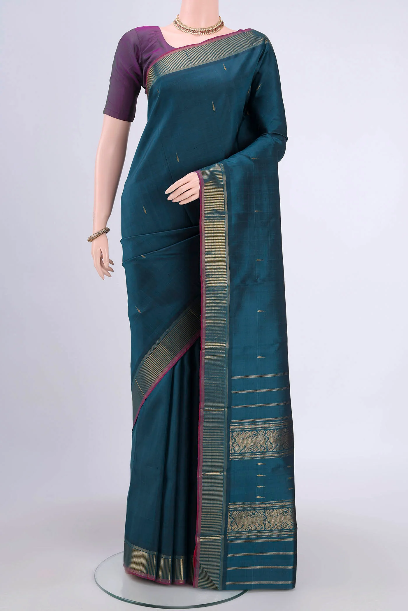Blue Kanchipuram Silk Saree