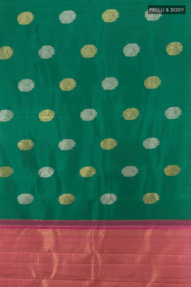 Green Kanchipuram Silk Saree - Image 5
