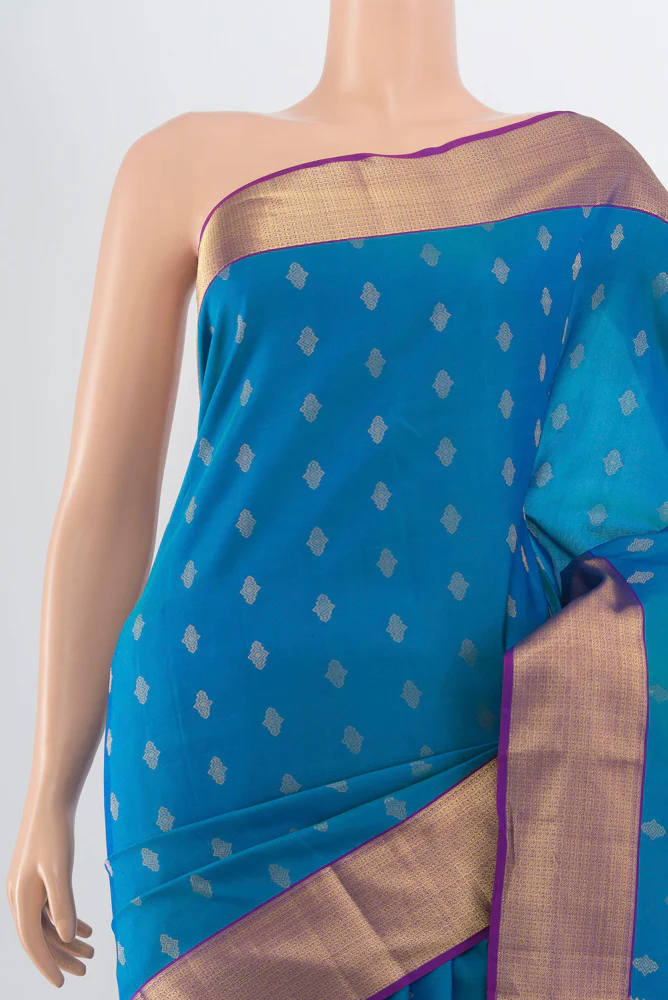 Blue Kanchipuram Silk Saree - Image 2