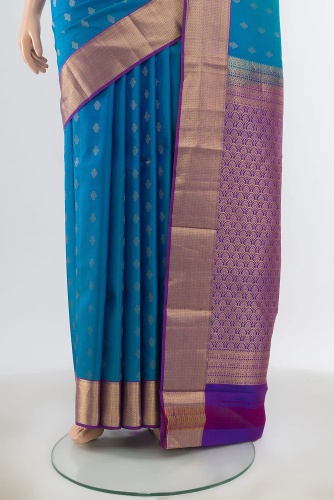 Blue Kanchipuram Silk Saree - Image 3