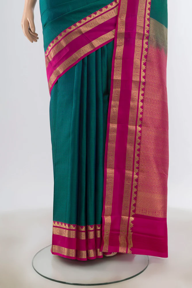 Blue Kanchipuram Silk Saree - Image 3