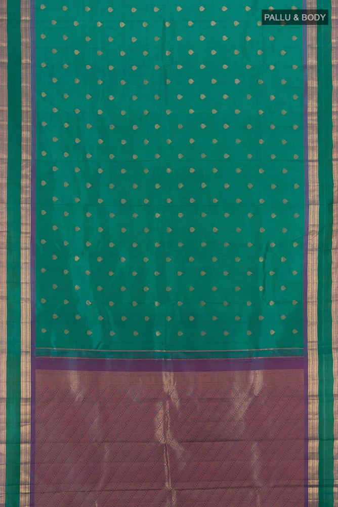 Teal Kanchipuram Silk Saree - Image 5