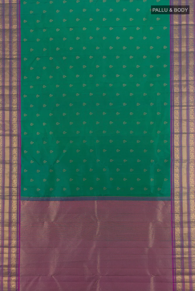 Green Kanchipuram Silk Saree - Image 5