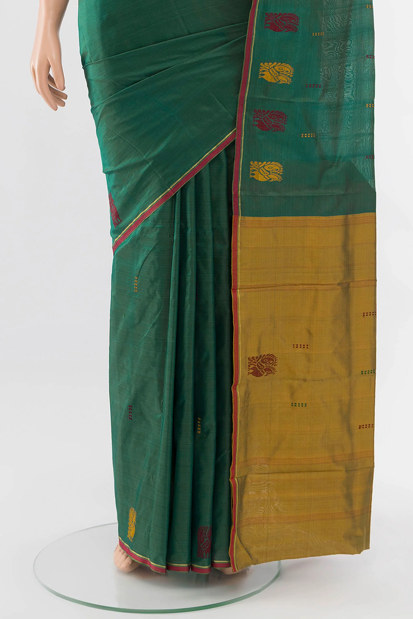 Peacock Blue Kanchipuram Silk Saree - Image 3