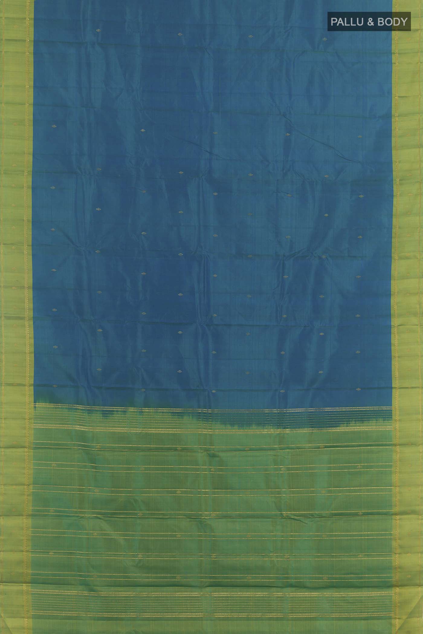 Peacock Blue Kanchipuram Silk Saree - Image 3