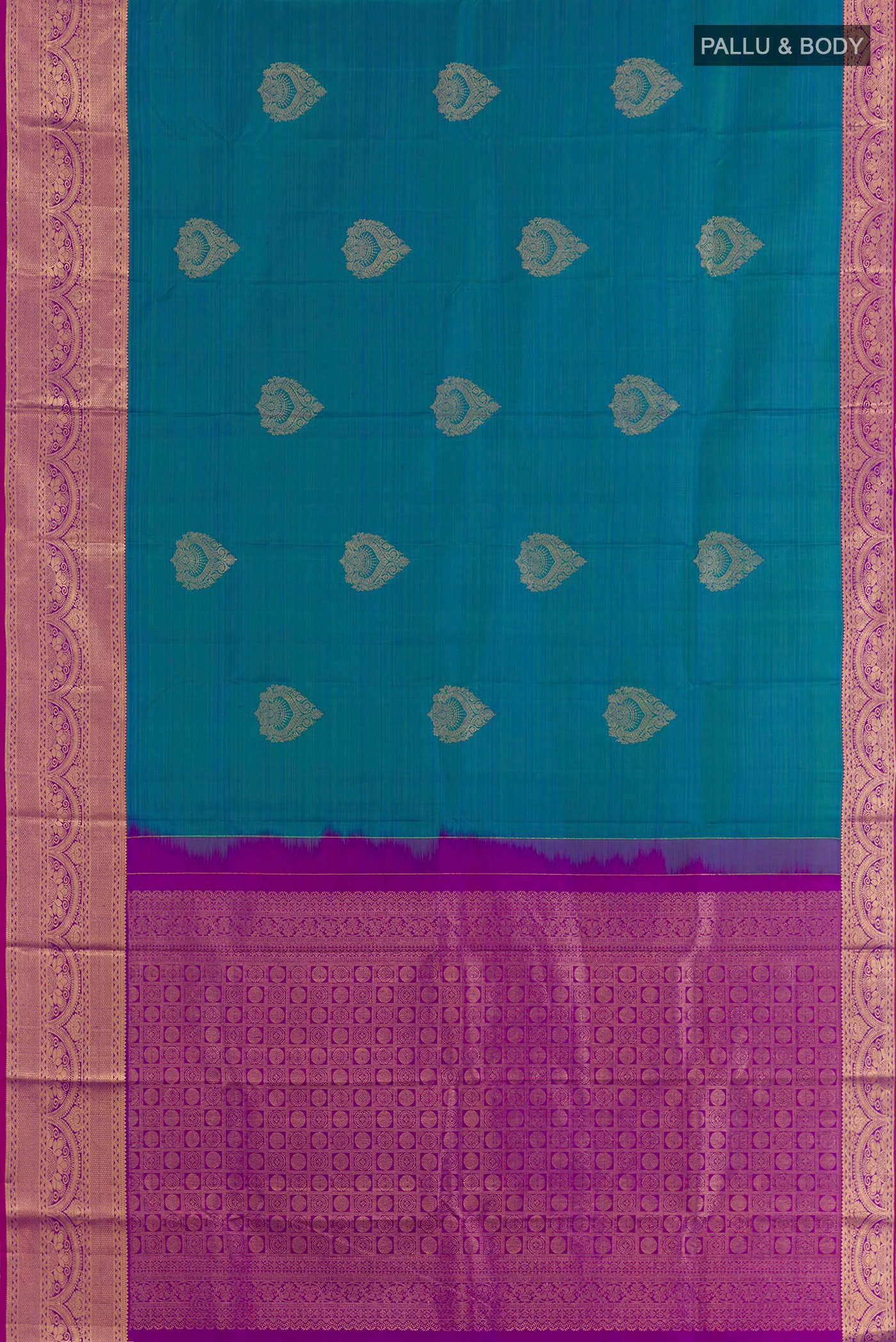 Blue Kanchipuram Silk Saree - Image 3