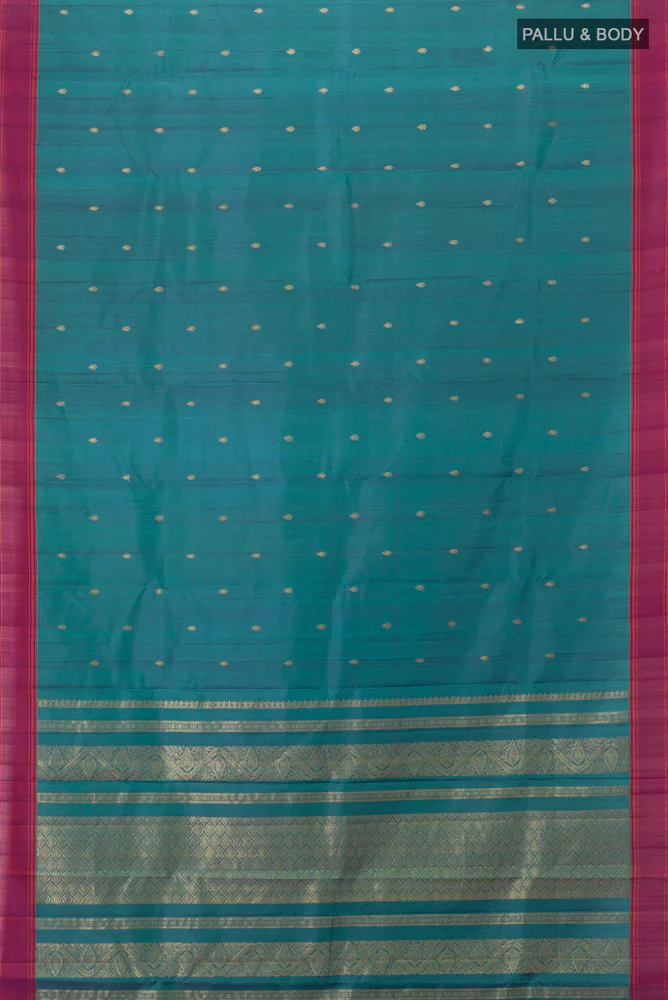 Blue Kanchipuram Silk Saree - Image 5