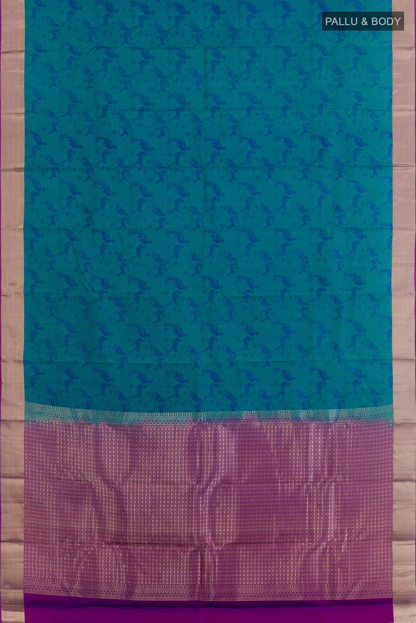 Blue Kanchipuram Silk Saree - Image 3