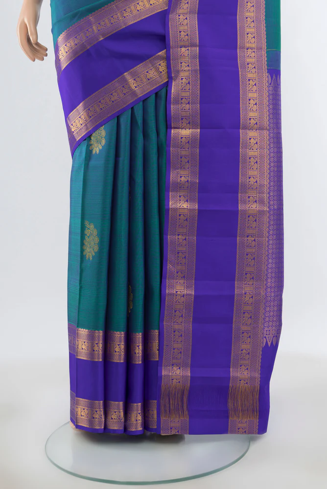 Blue Kanchipuram Silk Saree - Image 3