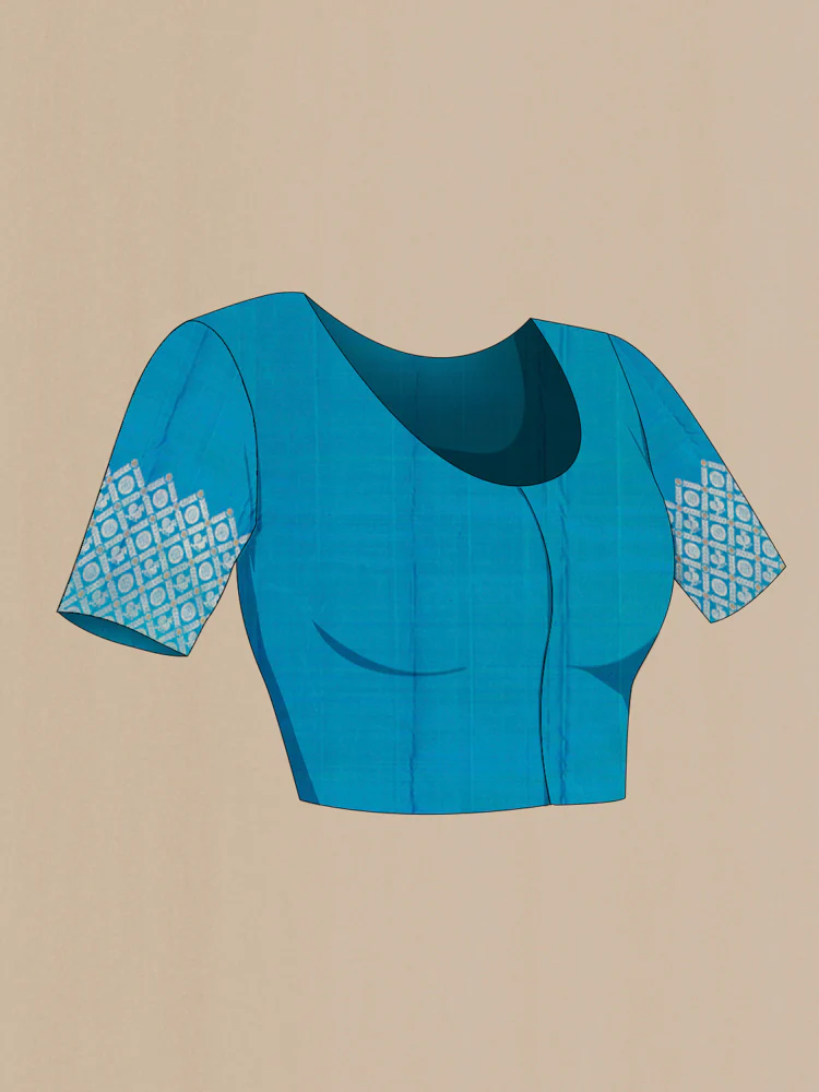 Peacock Blue Kanchipuram Silk Saree - Image 4