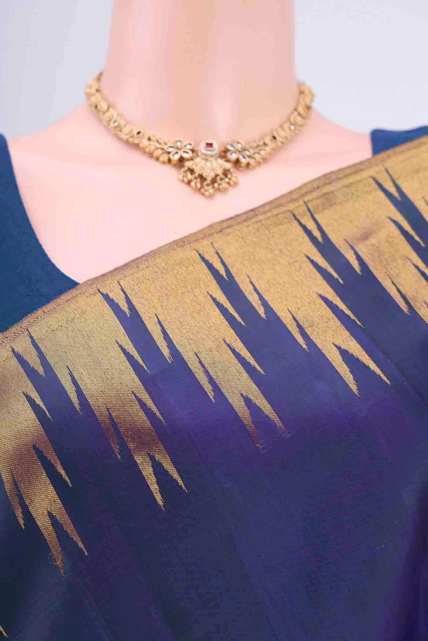 Blue with Green Color Kanjivaram Silk Saree - Image 2