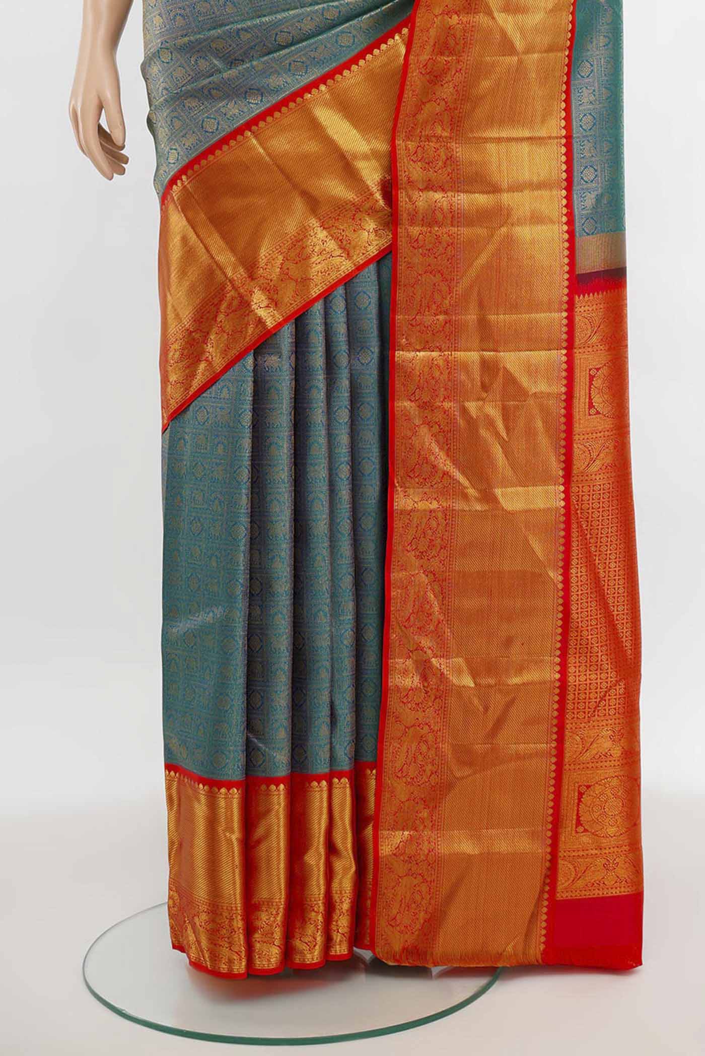 Blue Kanjivaram Silk Saree - Image 3