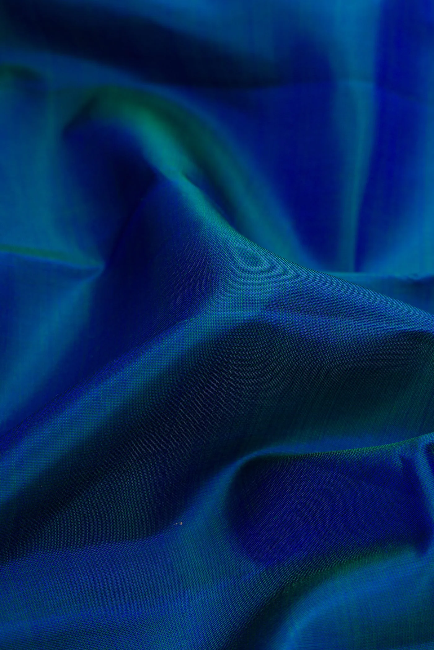 Pure Silk Pure Zari Peacock Blue Kanjivaram Saree - Image 2