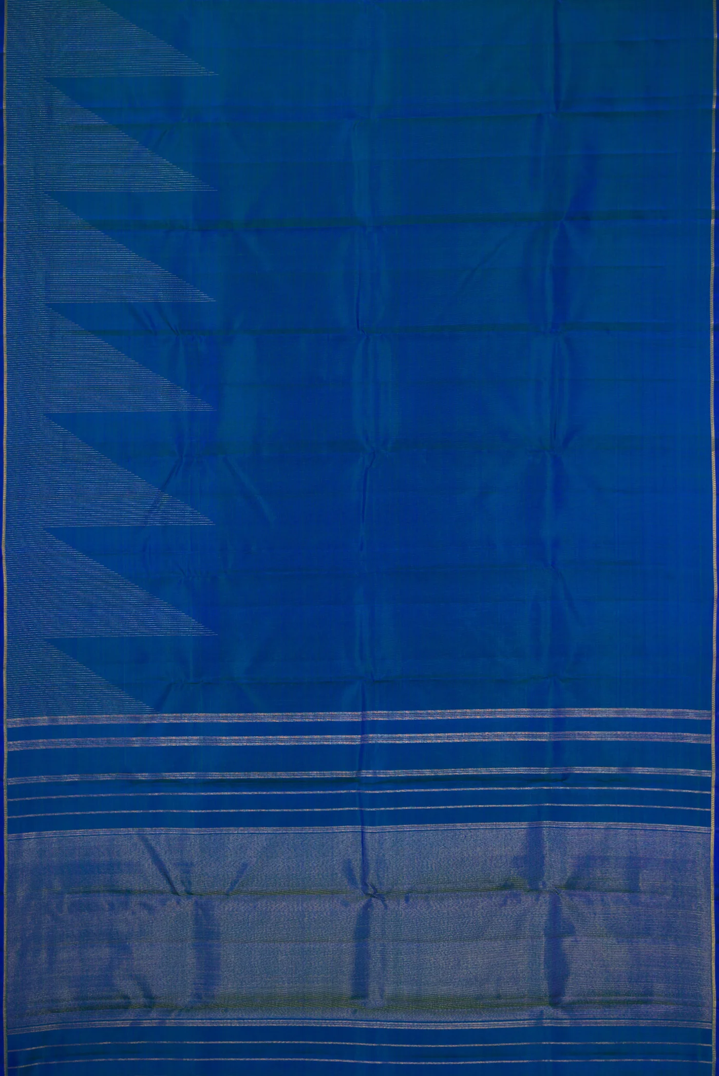 Pure Silk Pure Zari Peacock Blue Kanjivaram Saree - Image 6