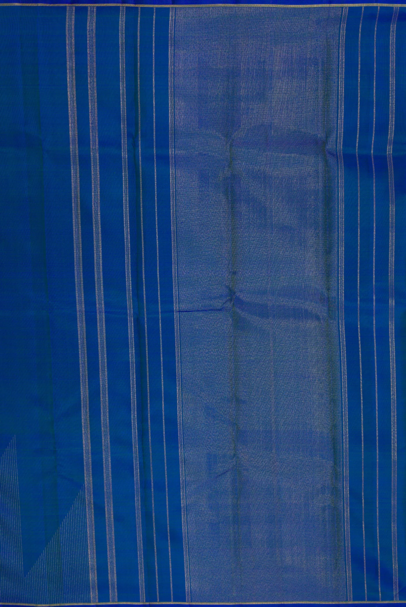 Pure Silk Pure Zari Peacock Blue Kanjivaram Saree - Image 7