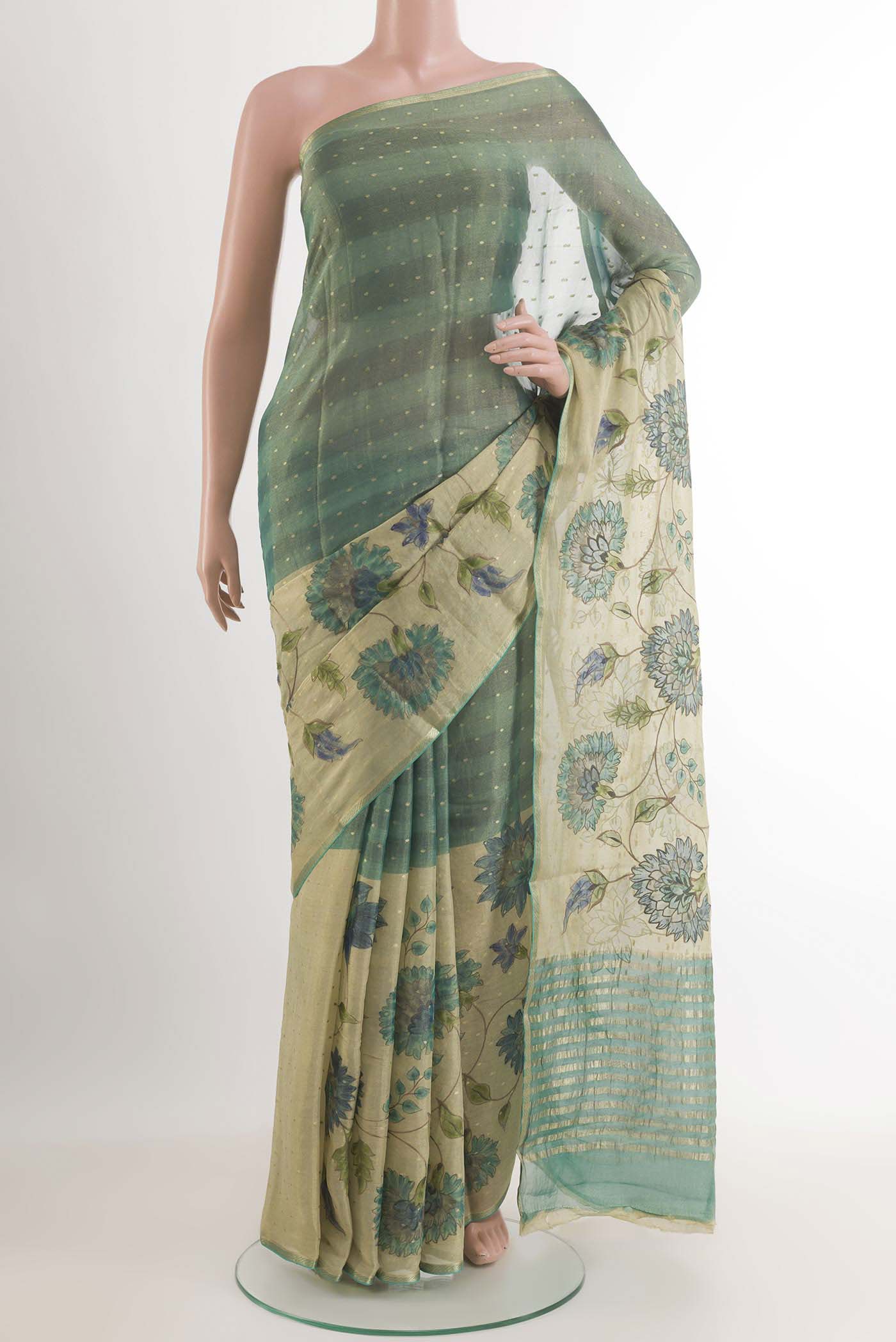 Blue Mysore Georgette Saree