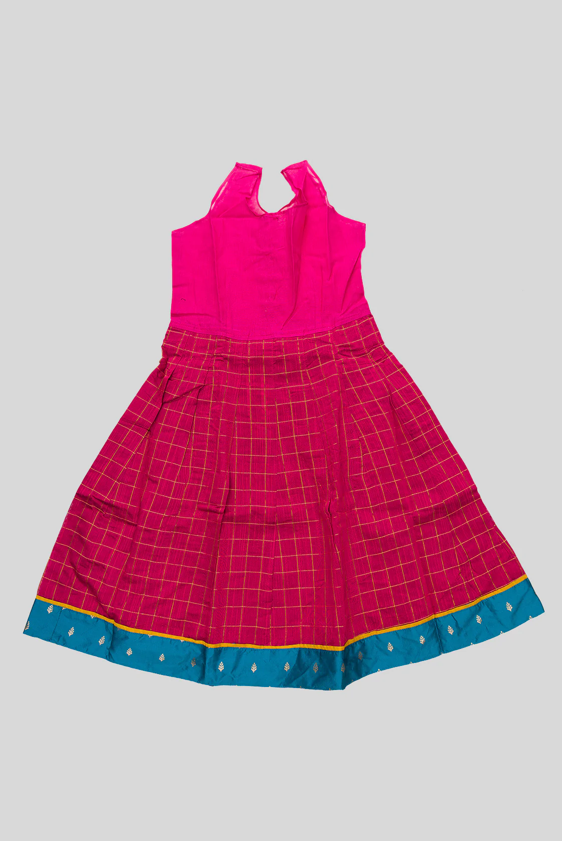 Peacock Blue Readymade Cotton Pavadai Set  | Lehanga & Blouse - Image 5