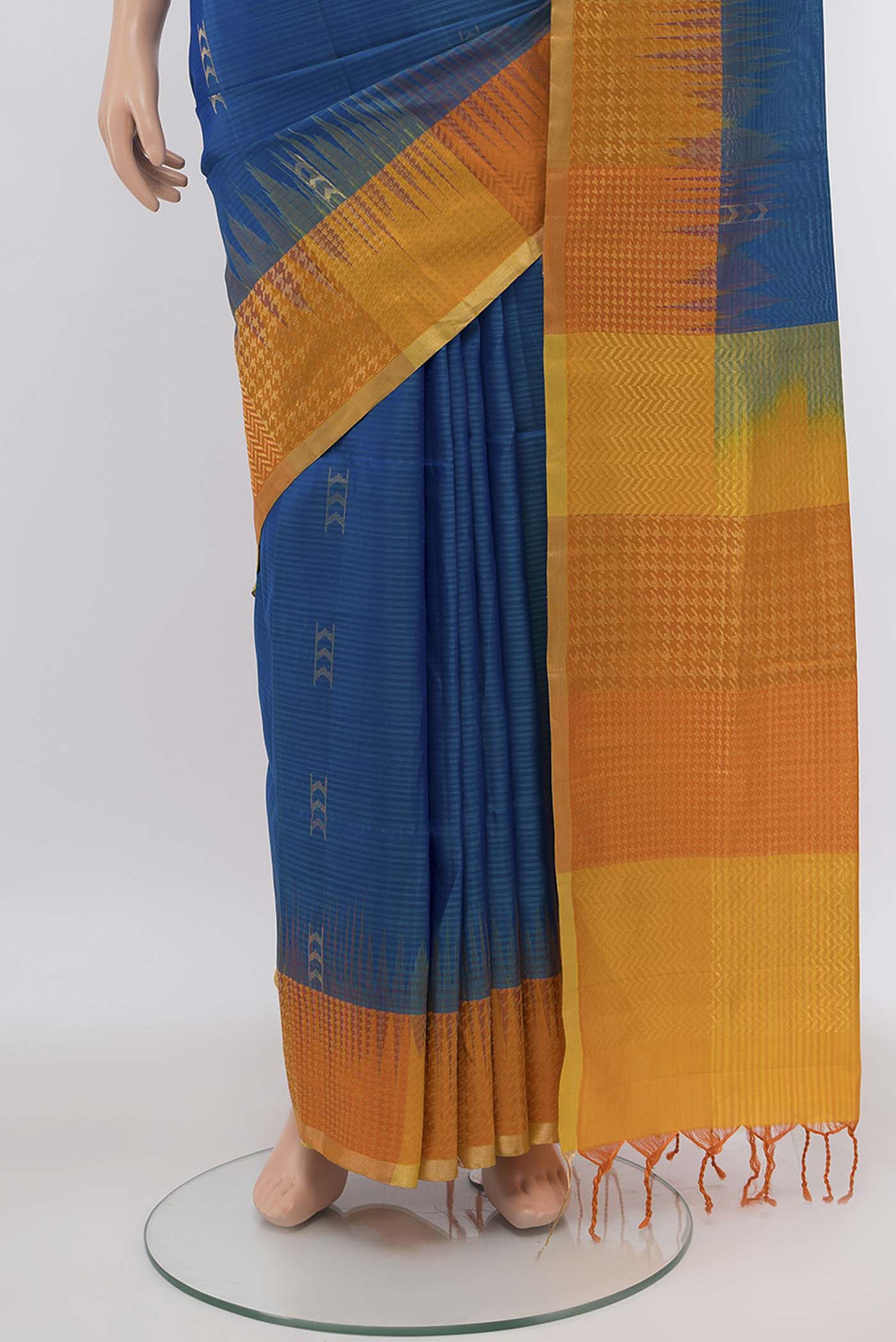 Peacock Blue Soft Silk Saree - Image 3