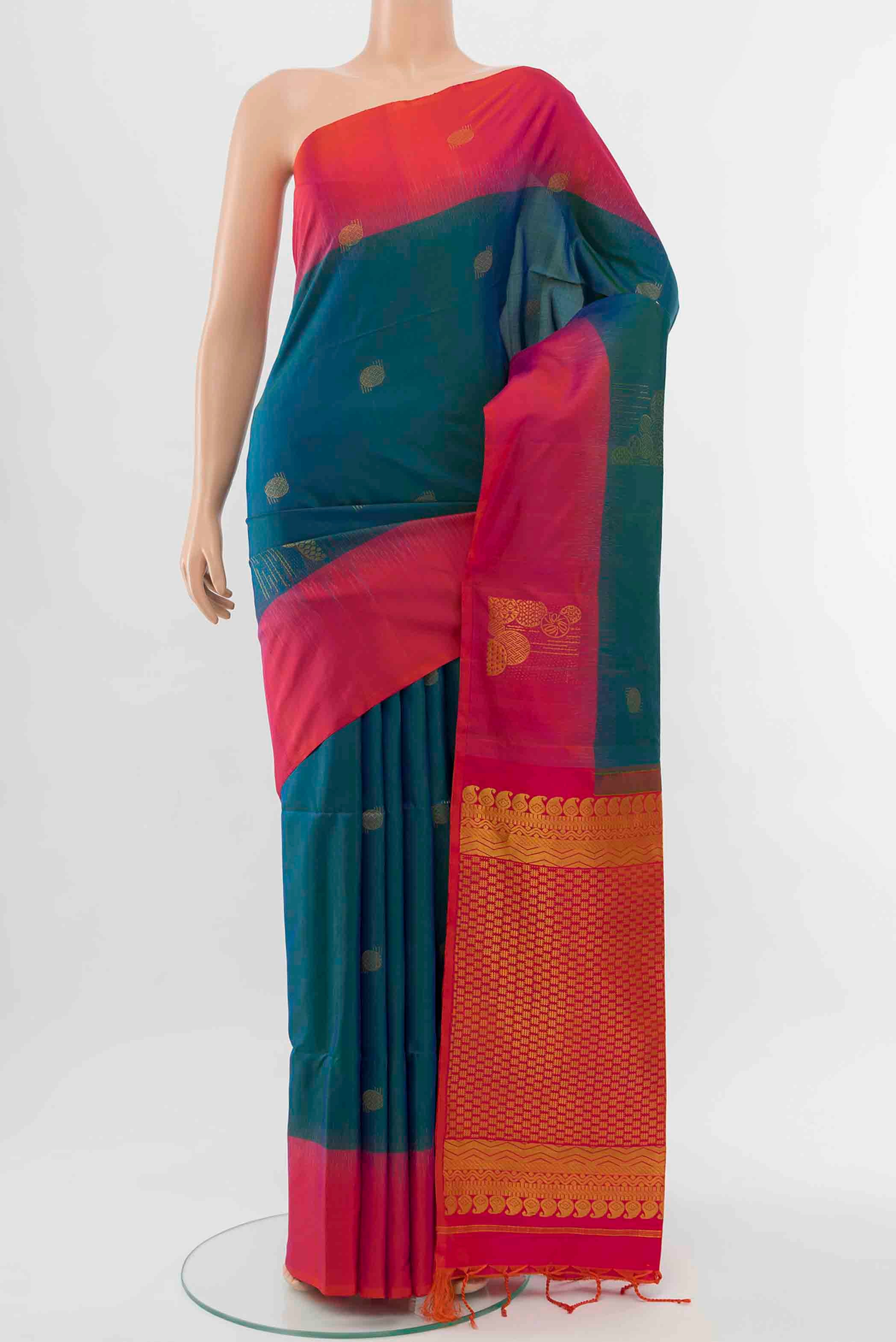 Peacock Blue Soft Silk Saree