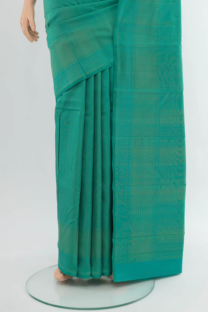 Turquoise Soft Silk Saree - Image 3