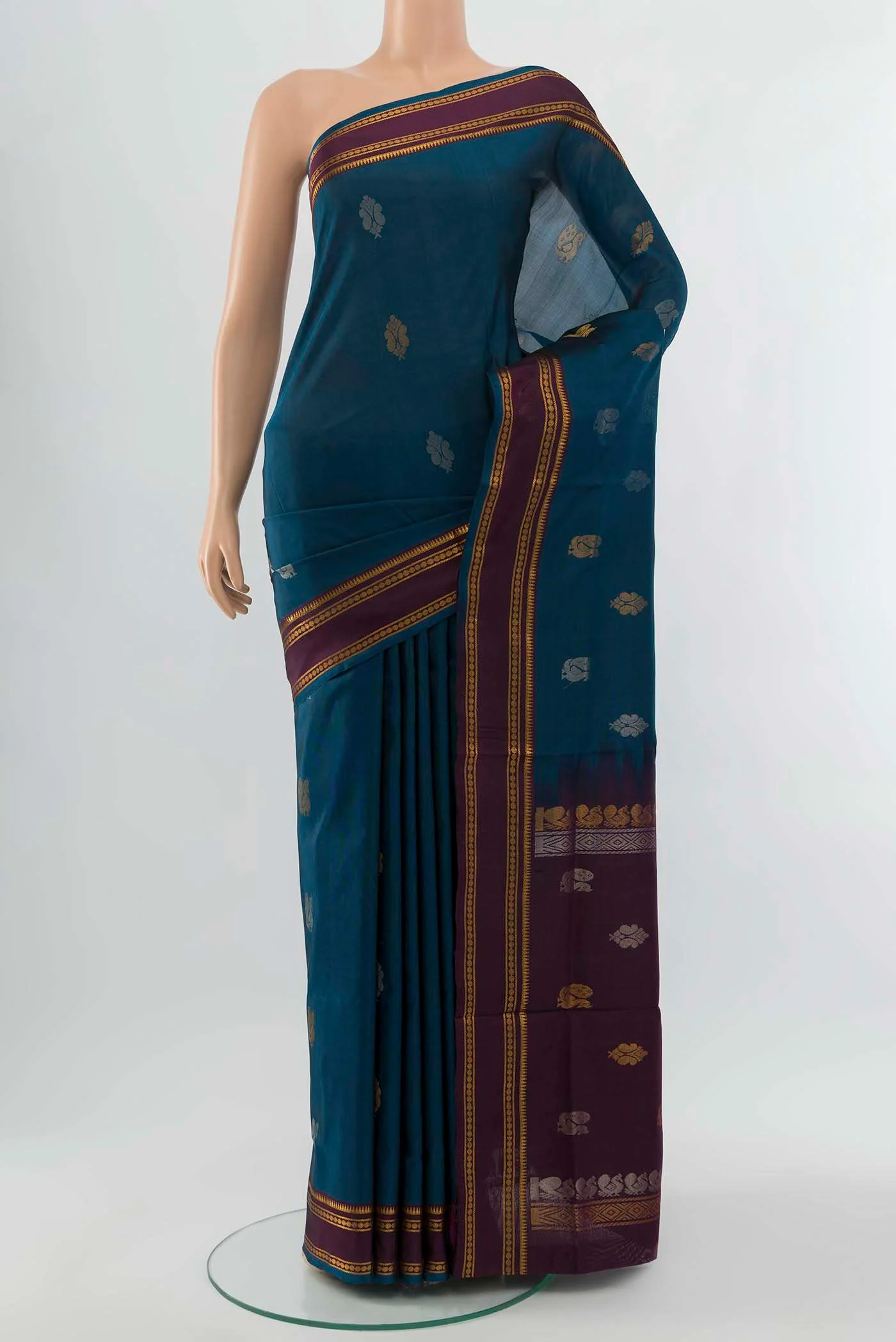Peacock Blue Uppada Silk Saree