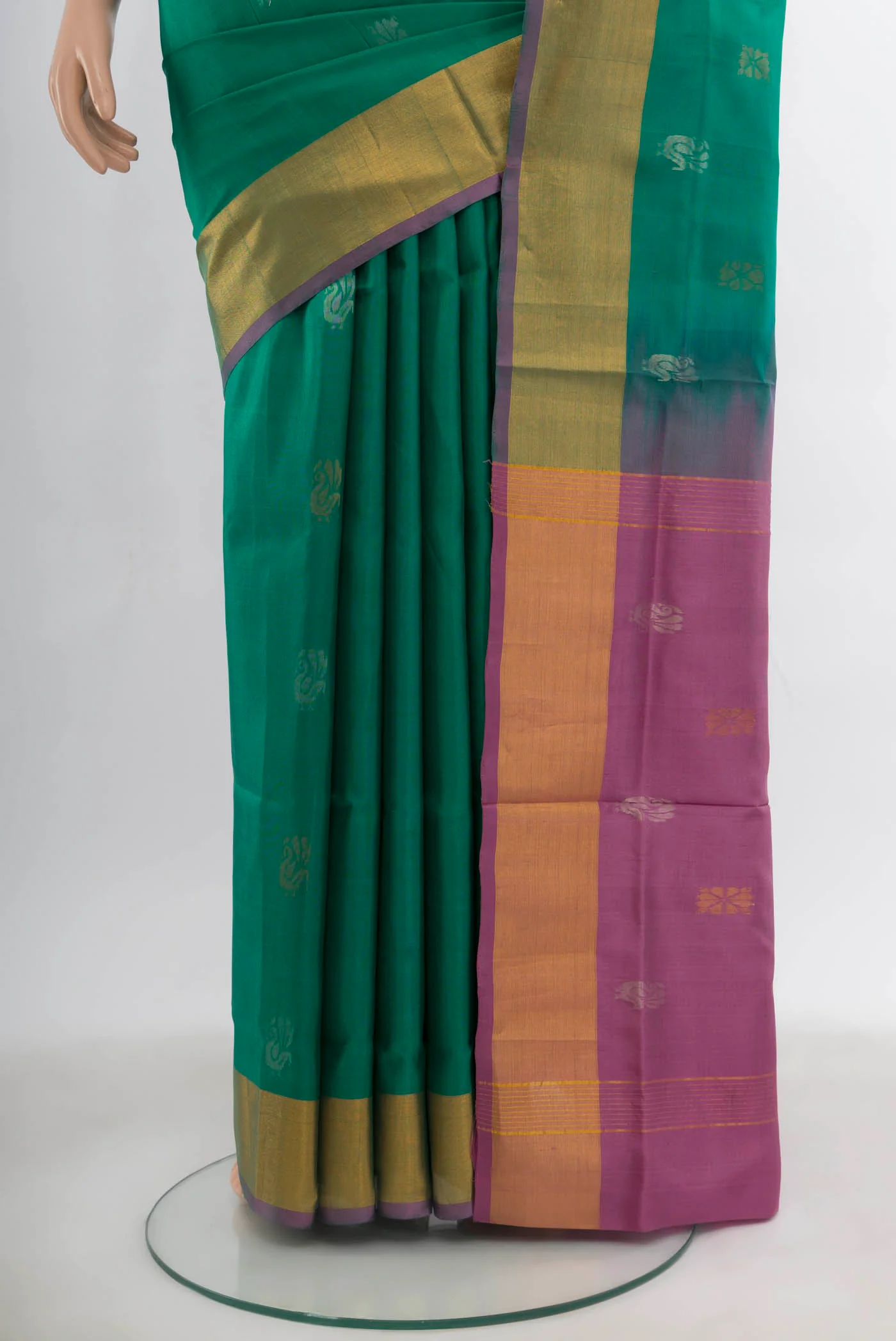 Teal Uppada Silk Saree - Image 3