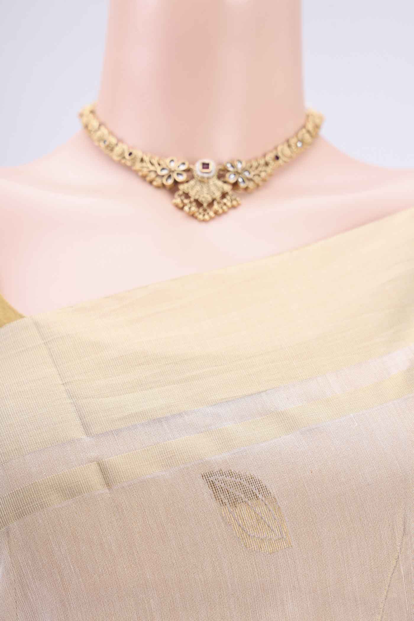 Pearl White Chanderi Silk Cotton Saree - Image 2