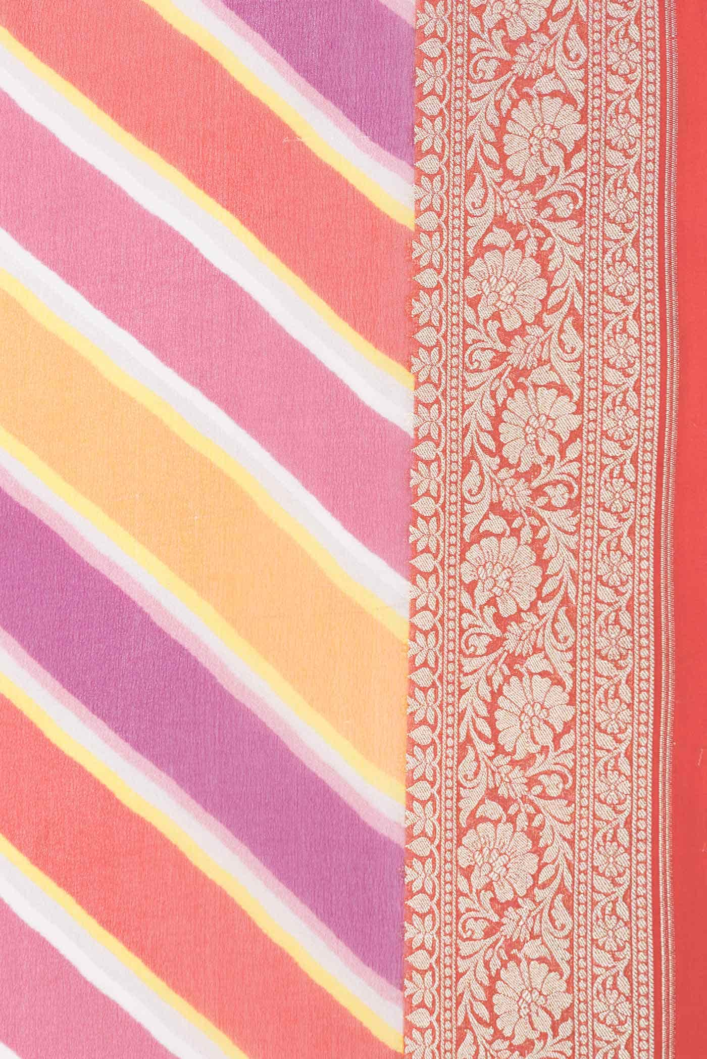 Pink and Orange Dual Tone Mysore Georgette Saree - Image 5