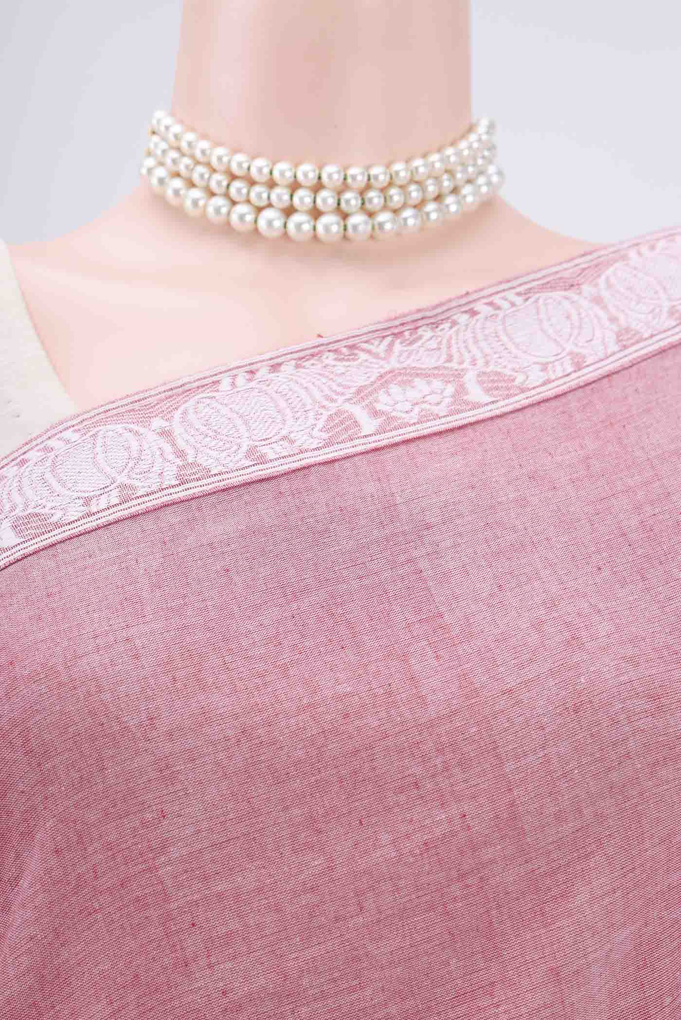 Pink Assam Cotton Saree - Image 2