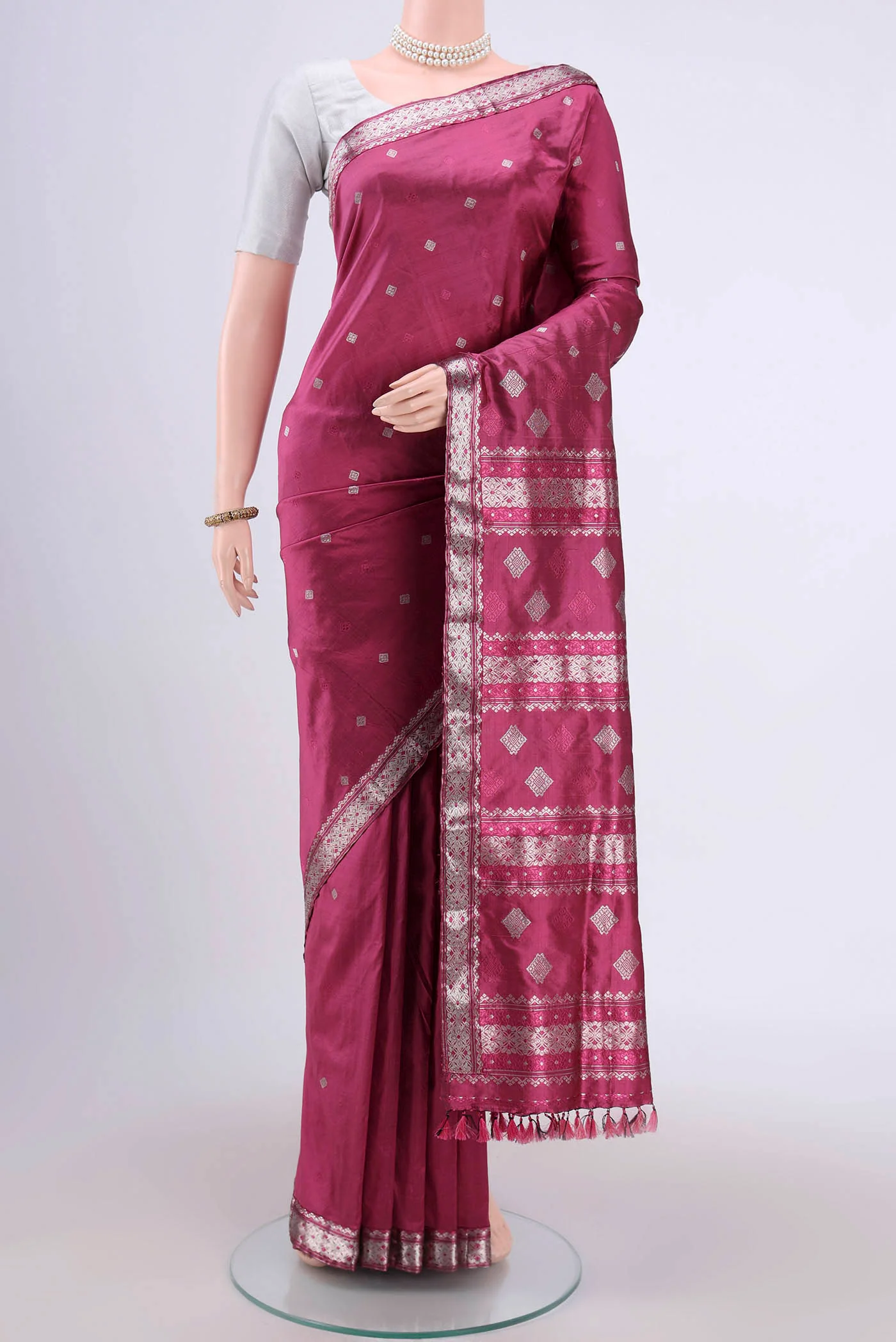 Pink Assam Silk Saree